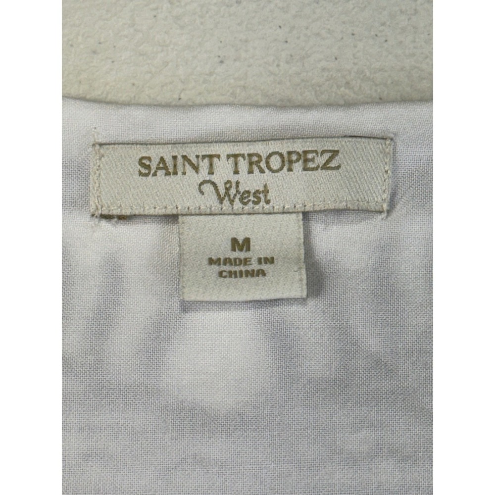 Saint Tropez West Embroidered Blouse Top White Blue Long Sleeve Boho Medium - Picture 5 of 12